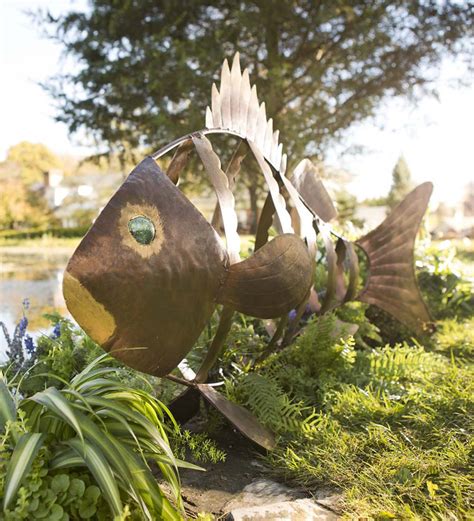 outdoor metal fish sculptures